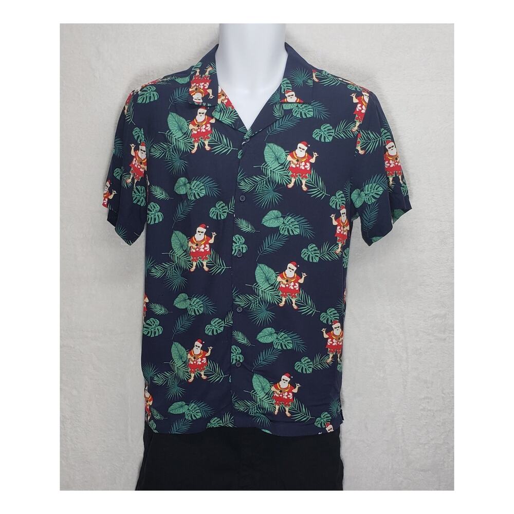 Denim & Flower S Navy Tropical Holiday Kitsch Novelty Surfing Hawaiian Shirt